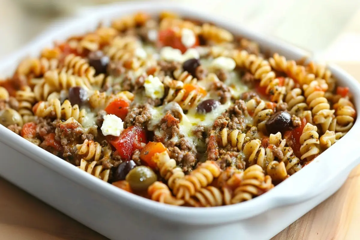 Mediterranean Beef and Pasta Bake