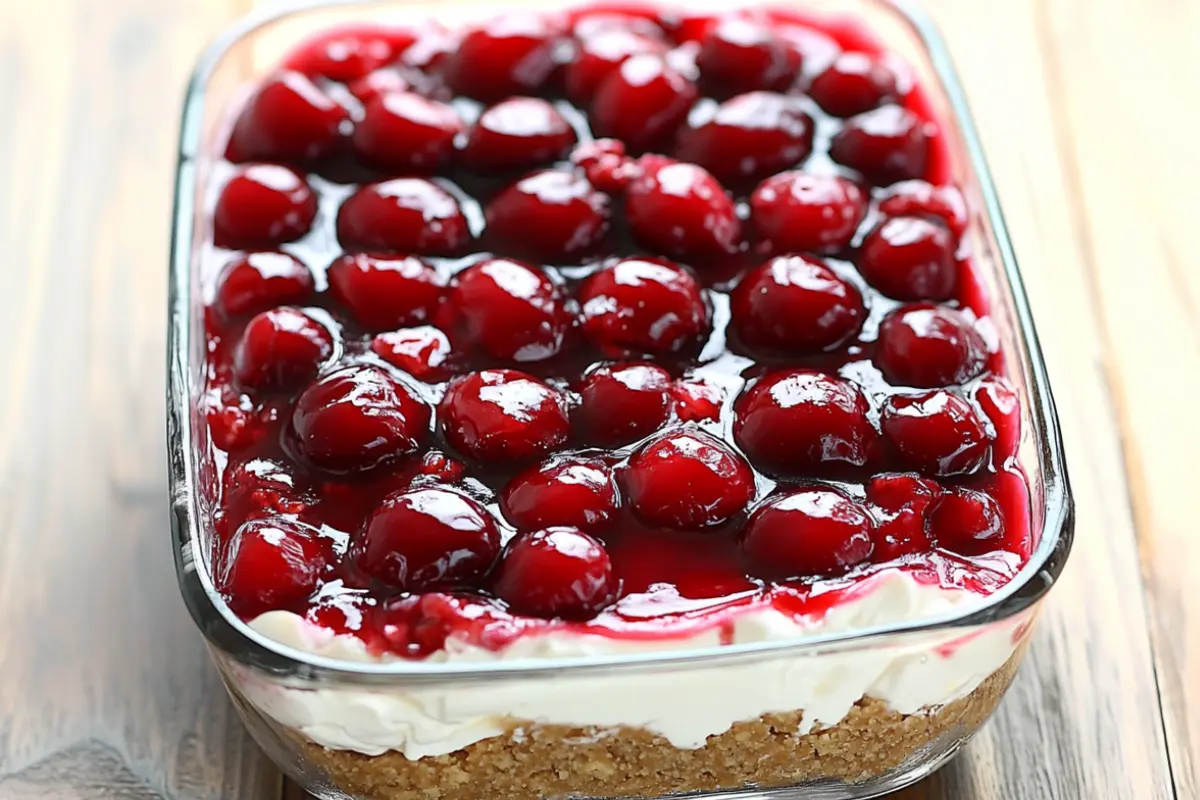 No Bake Cherry Cheesecake Lasagna