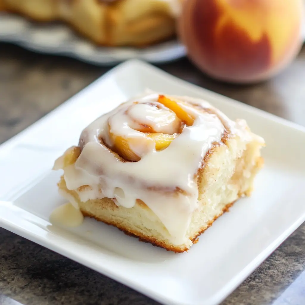 Peach Cinnamon Rolls Recipe with a Cream Cheese Glaze