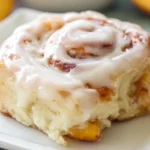 Peach Cinnamon Rolls with a Cream Cheese Glaze