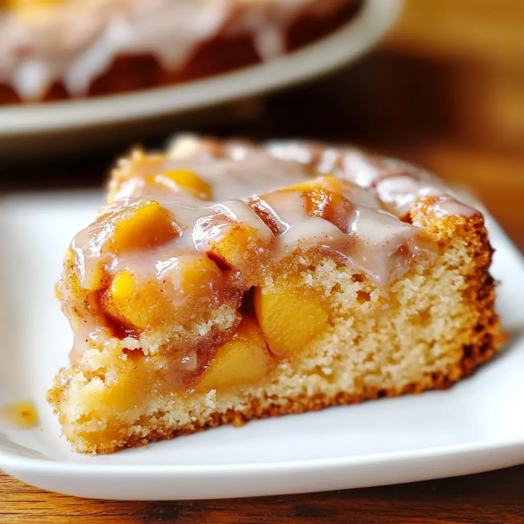 Peach coffee cake recipe with vanilla glaze