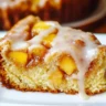 Peach coffee cake with vanilla glaze