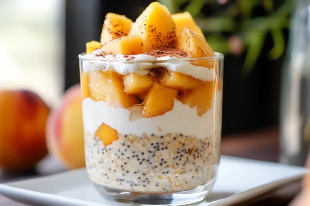 Peaches and Cream Protein Overnight Oats