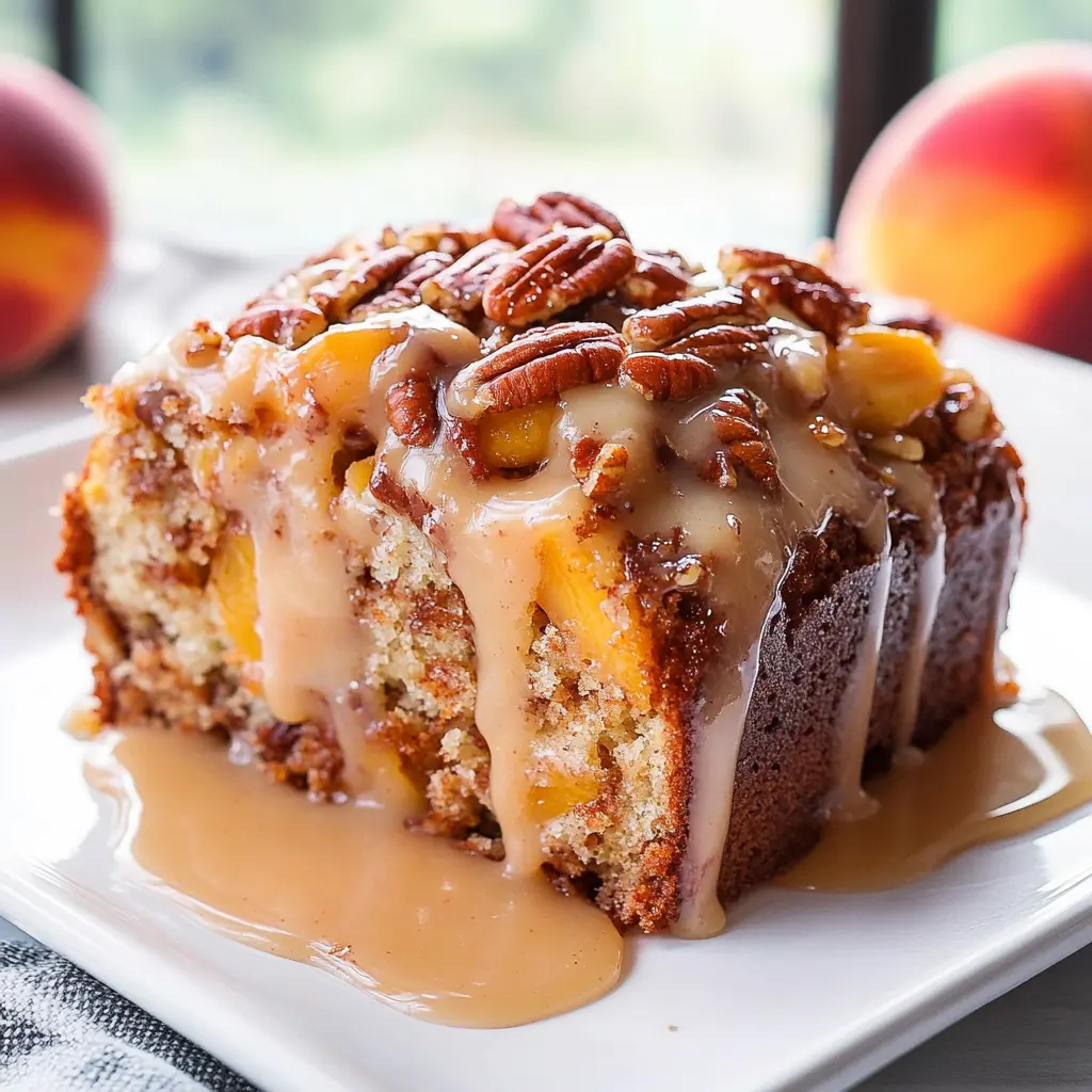 Southern Peach Bread Recipe with Pecan Praline Topping