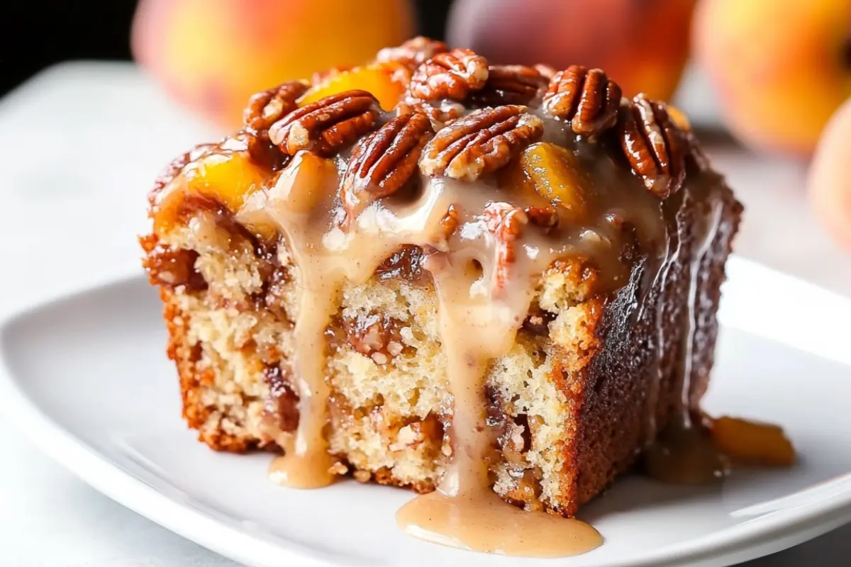 Southern Peach Bread with Pecan Praline Topping