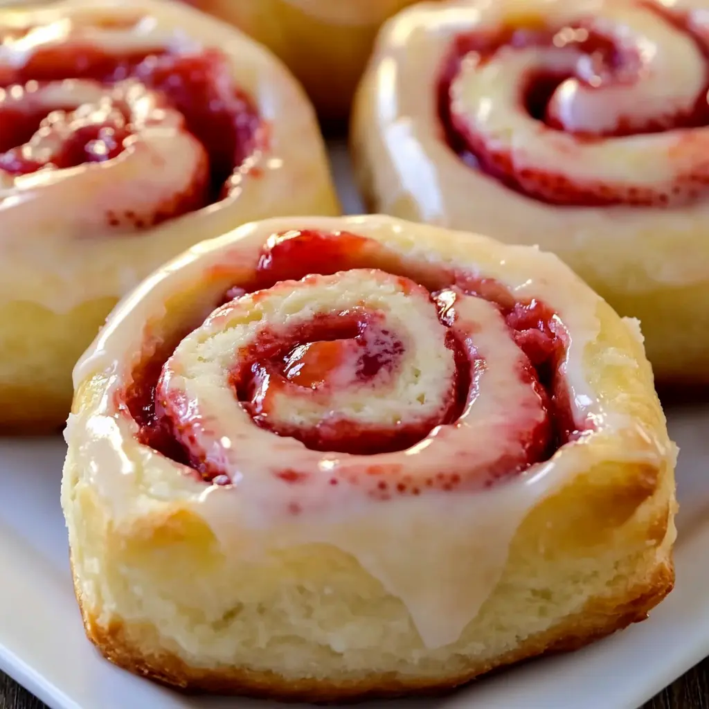 Strawberry Rolls Recipe with cream cheese glaze