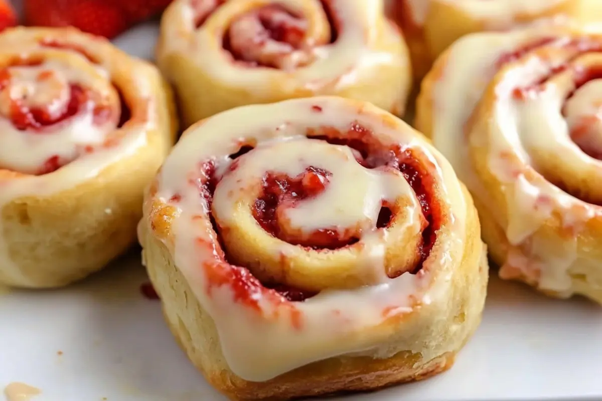 Strawberry Rolls with cream cheese glaze