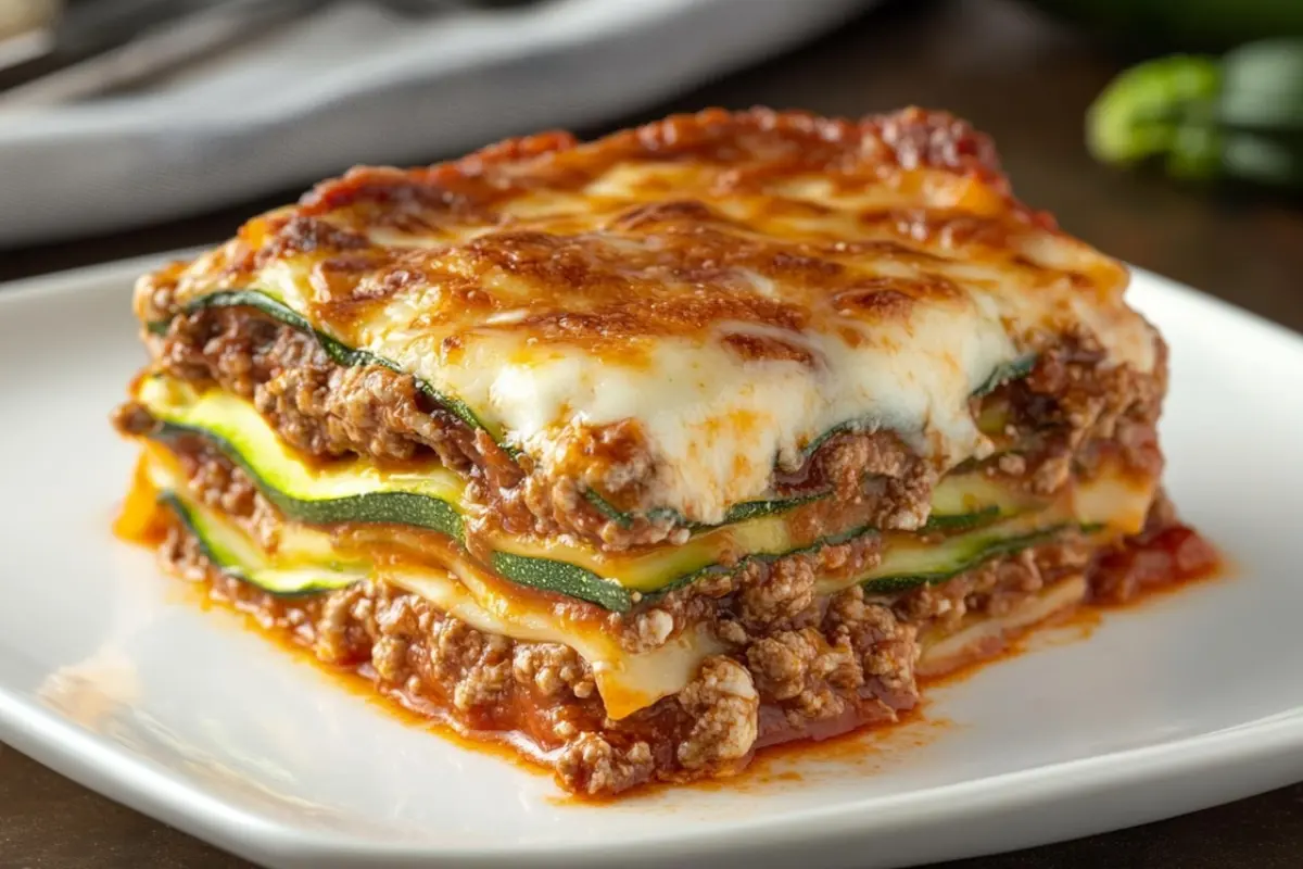 beef and zucchini noodle lasagna
