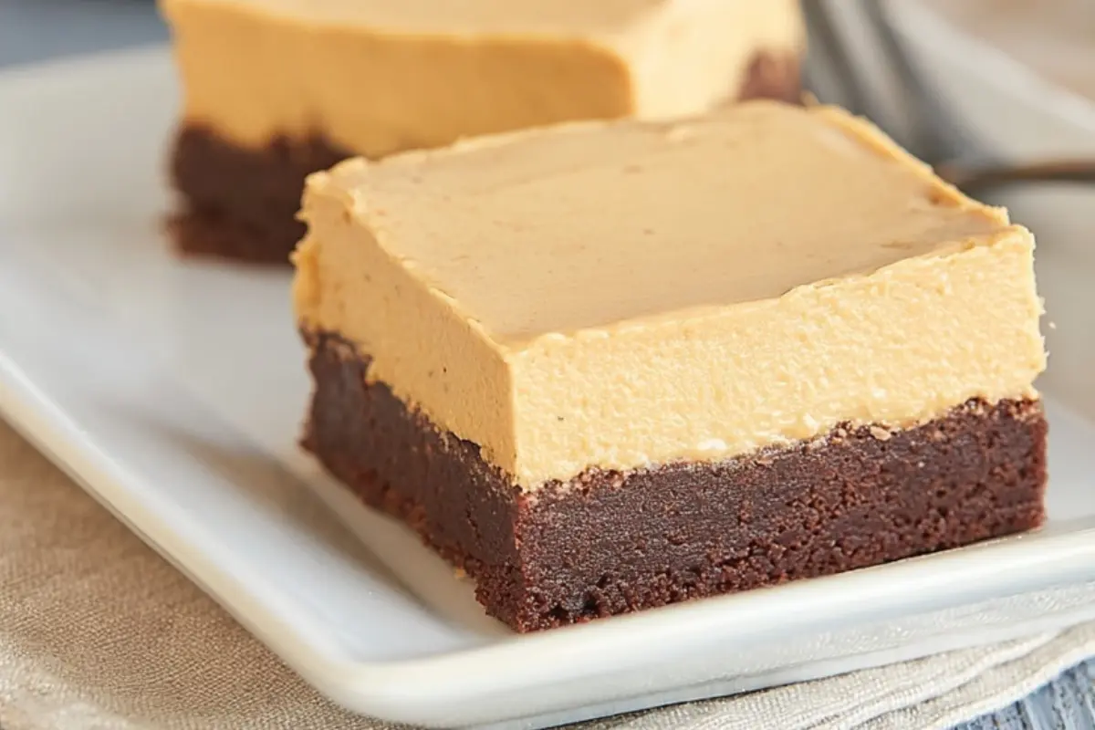 BROWNIE BOTTOM PEANUT BUTTER PIE BARS