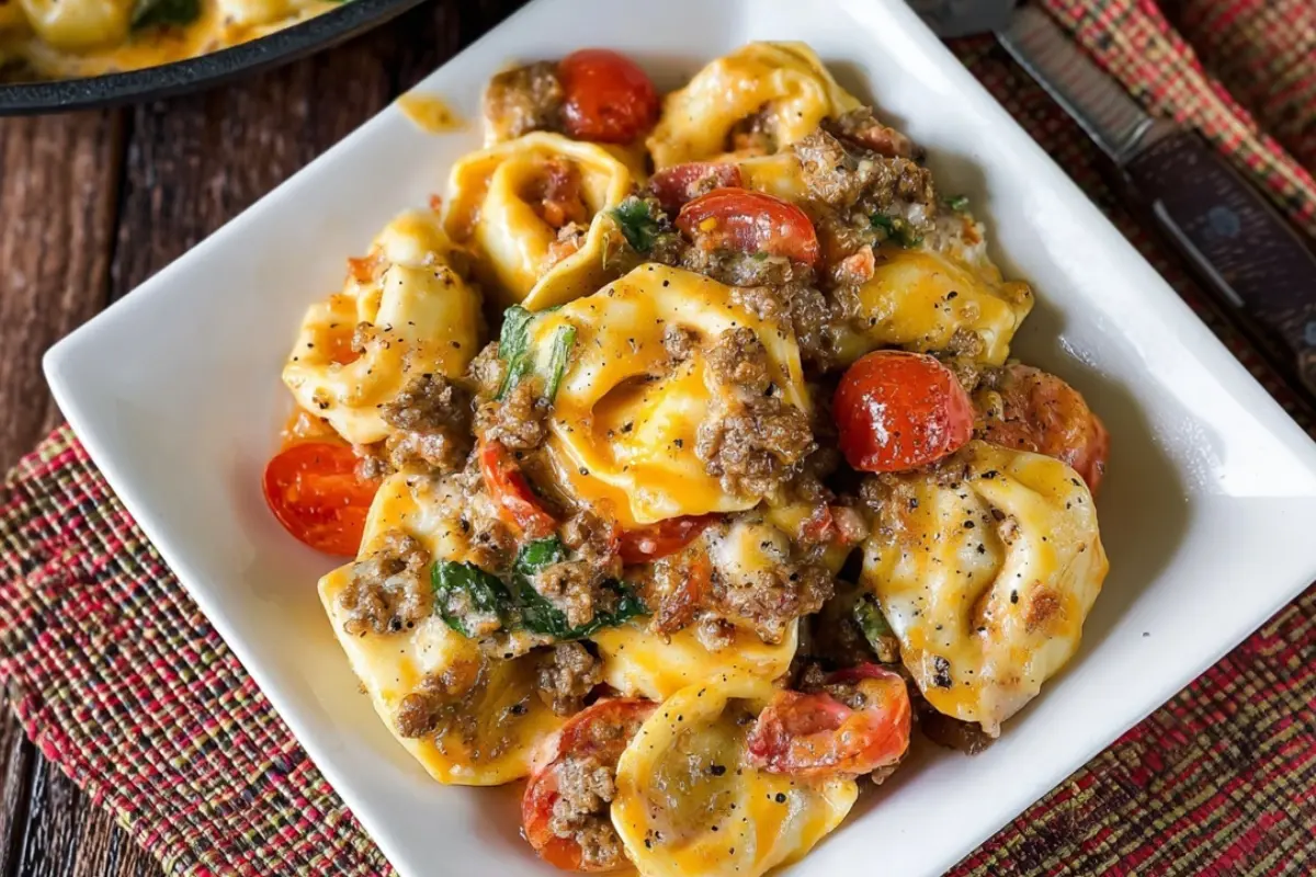 Bacon Cheeseburger Skillet Tortellini
