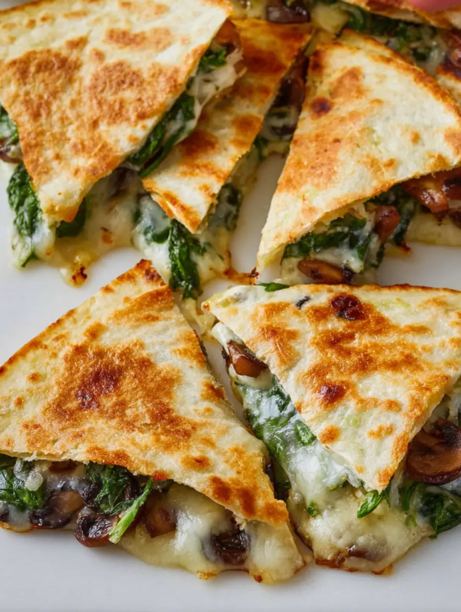 Baked Spinach Mushroom Quesadillas Recipe