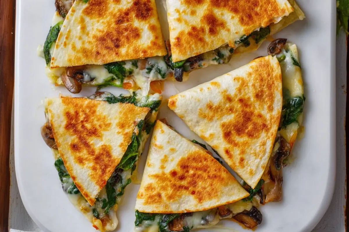 Baked Spinach Mushroom Quesadillas