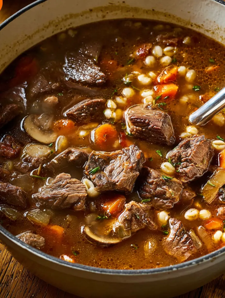 Beef and Barley Soup with Mushrooms Recipe