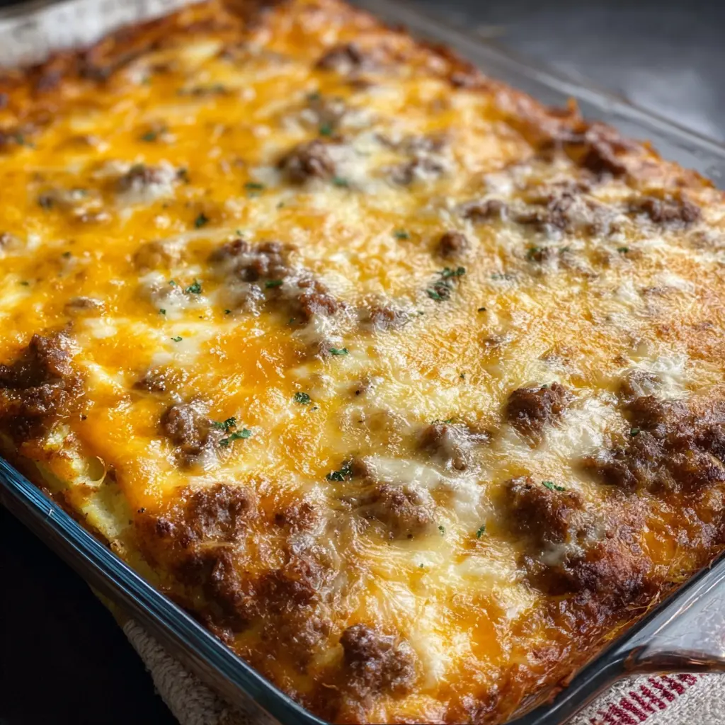 Cheesy Hamburger and Potato Casserole Recipe