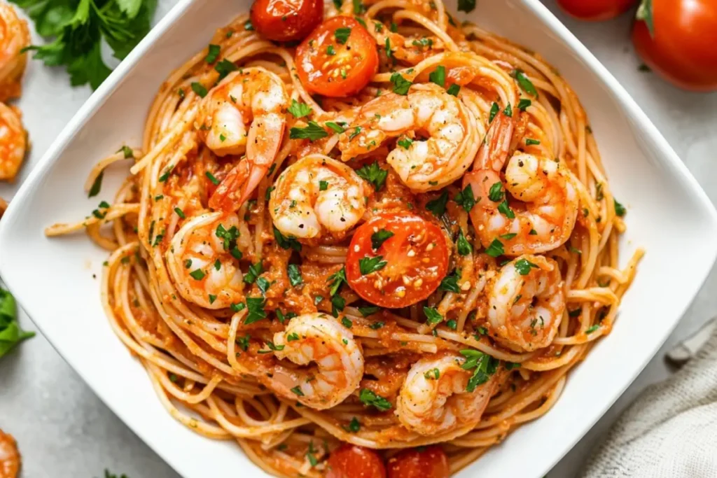 Cherry Tomato and Shrimp Pasta