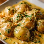 Creamy Garlic Sauce Baby Potatoes