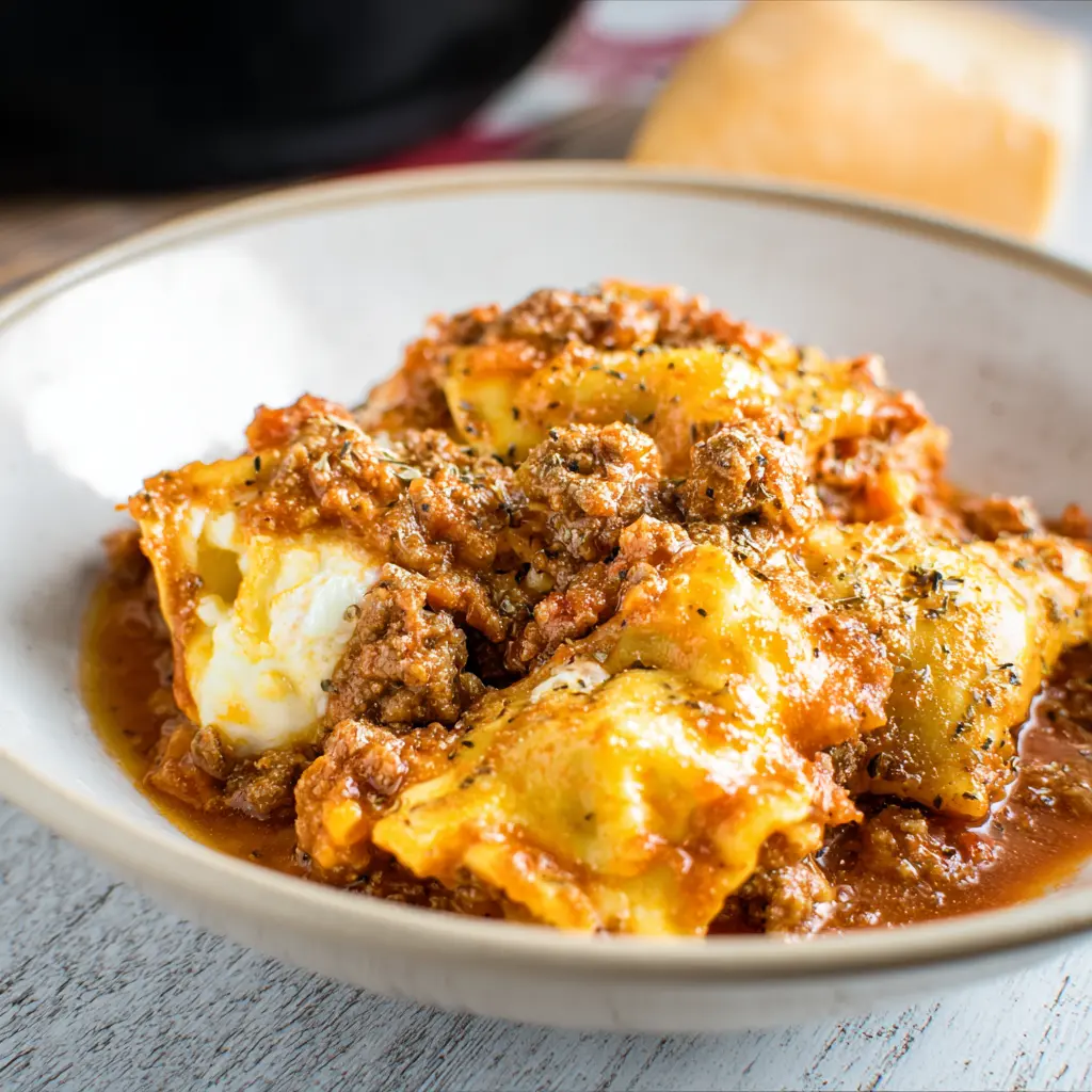 Crock Pot Ravioli Lasagna
