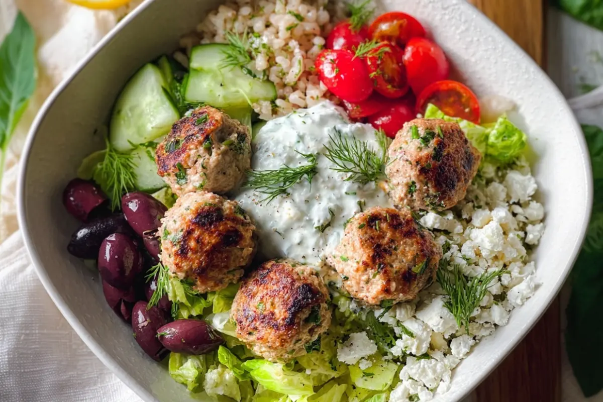 Greek Chicken Meatballs with Homemade Tzatziki Sauce