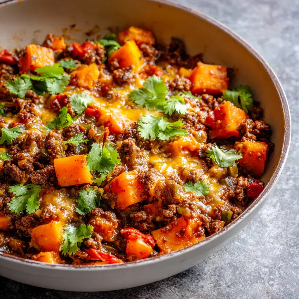 Ground Beef and Sweet Potato Skillet