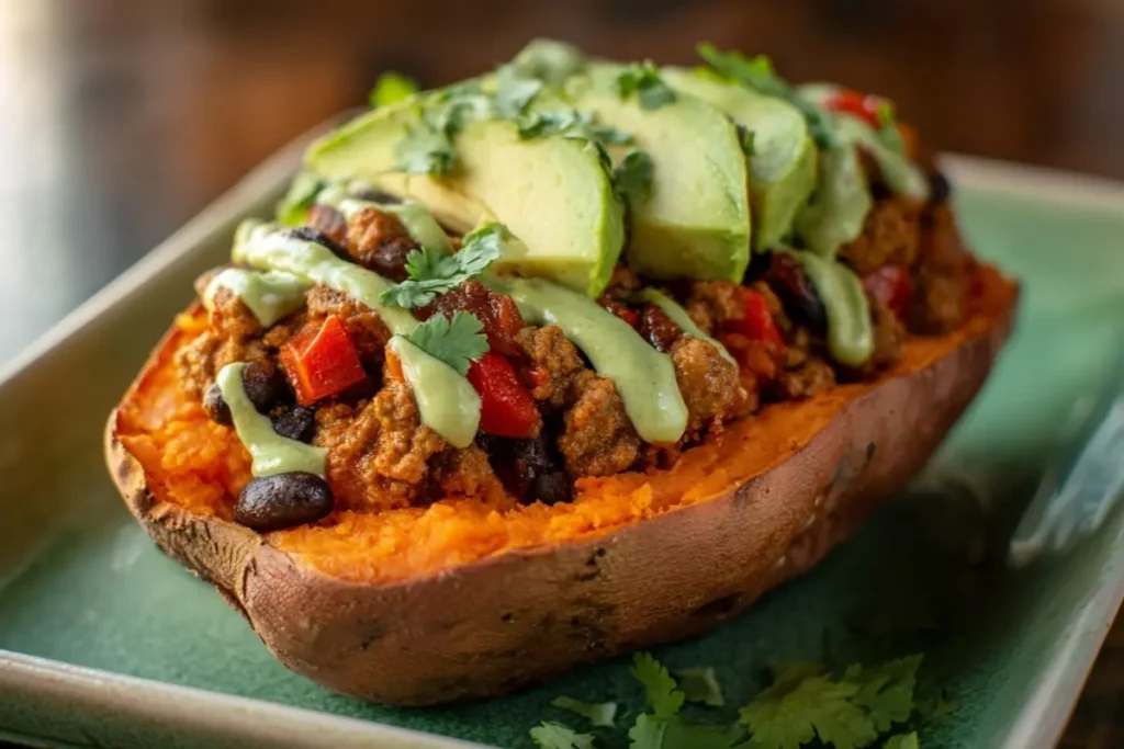 Ground Turkey Taco-Stuffed Sweet Potatoes