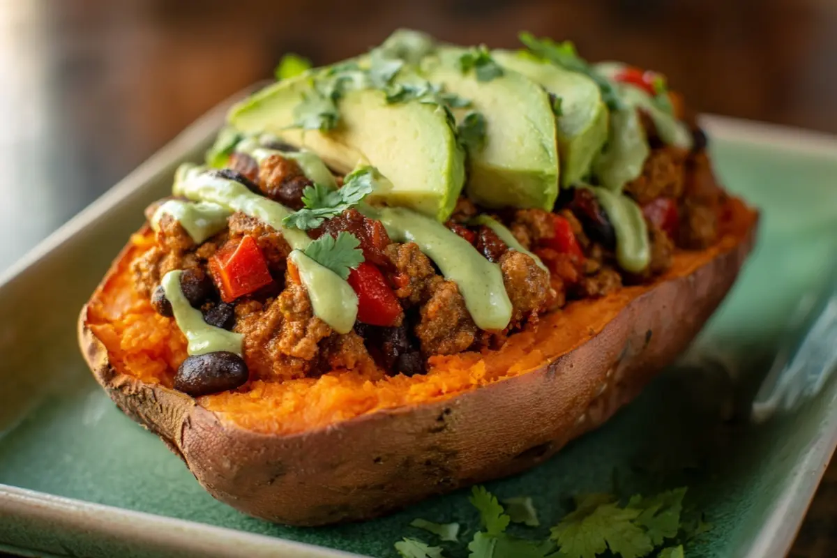 Ground Turkey Taco-Stuffed Sweet Potatoes