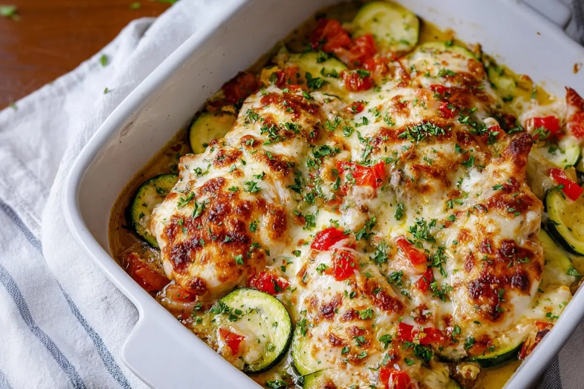 Mediterranean Chicken Zucchini Bake
