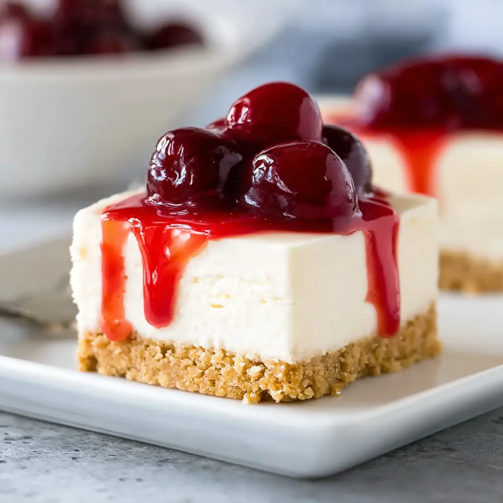 No-Bake Cherry Cheesecake Bars Recipe