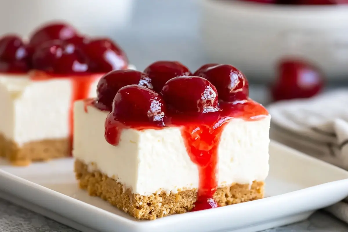 No-Bake Cherry Cheesecake Bars