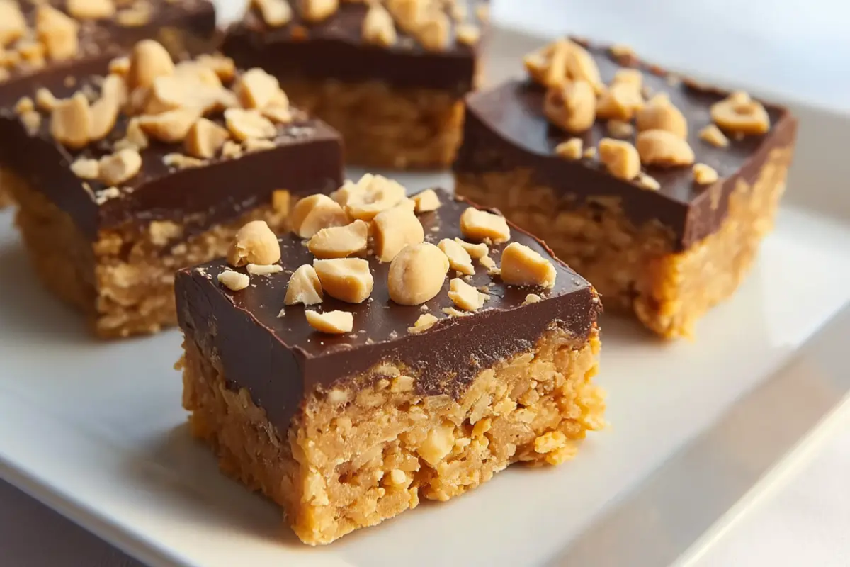 No-Bake Crispy Corn Flake Chocolate Peanut Butter Bars Recipe