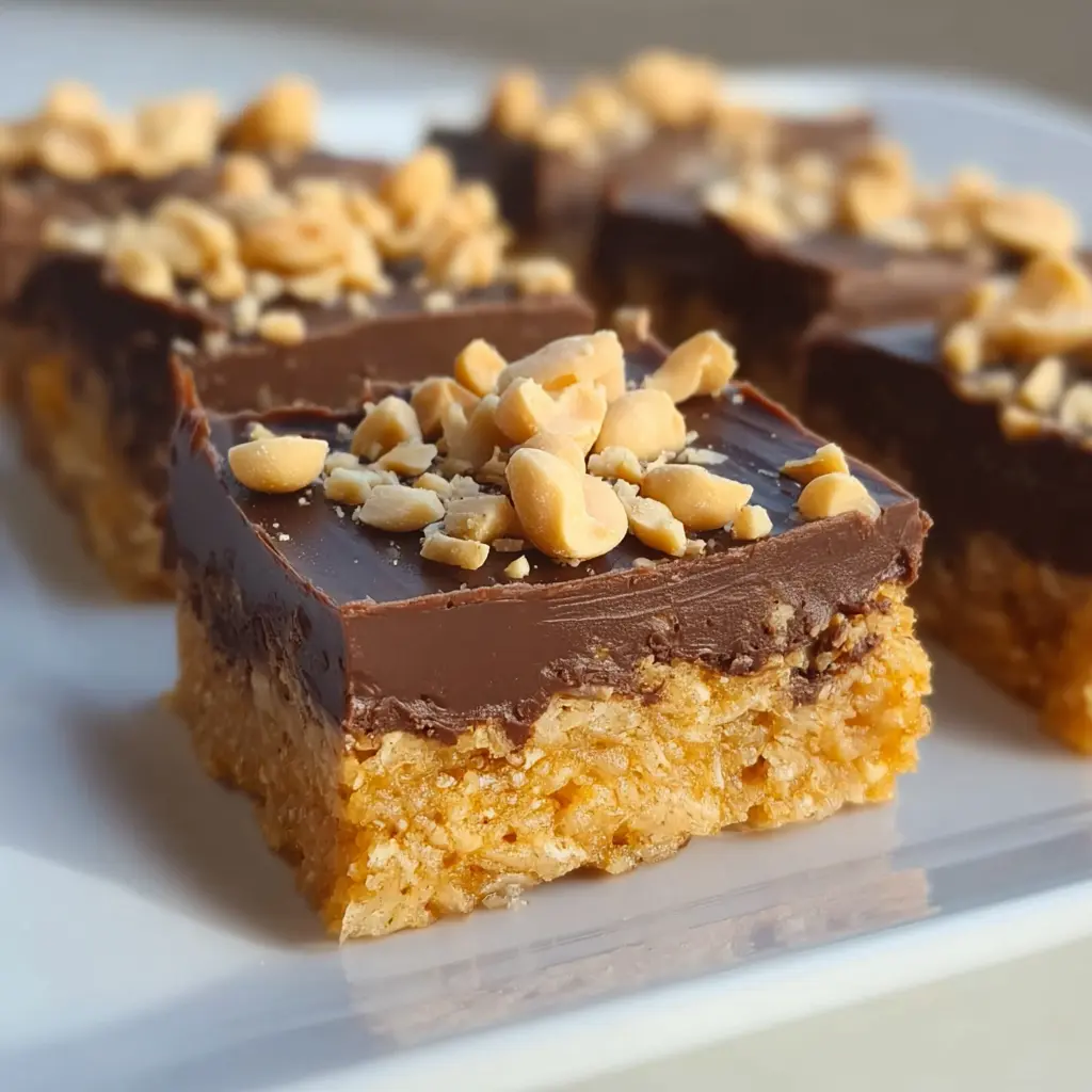 No-Bake Crispy Corn Flake Chocolate Peanut Butter Bars
