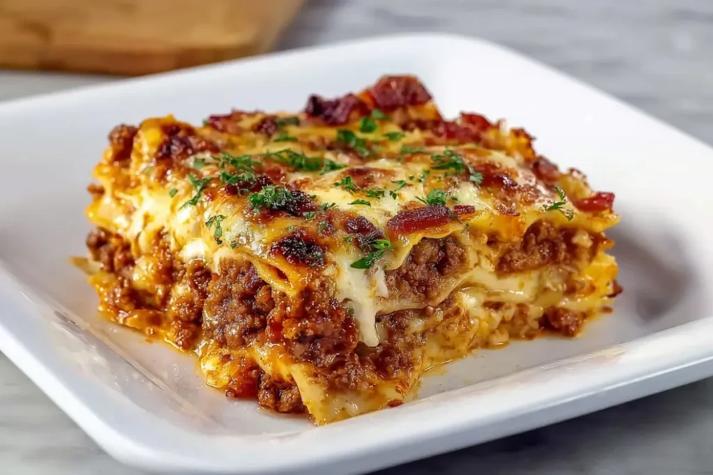 Parmesan Garlic Bacon Cheeseburger Lasagna