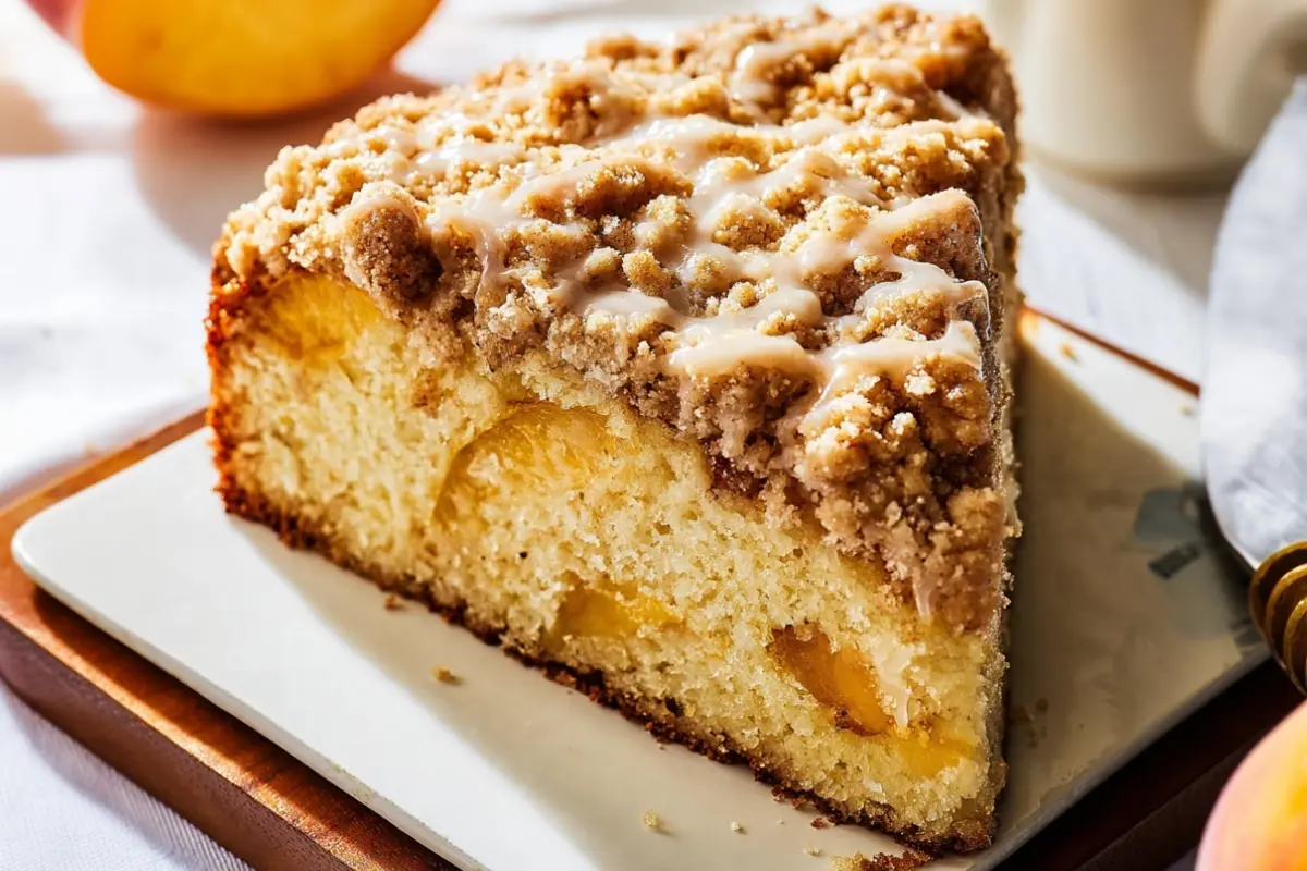 Peach Ricotta Cake with Brown Butter Streusel