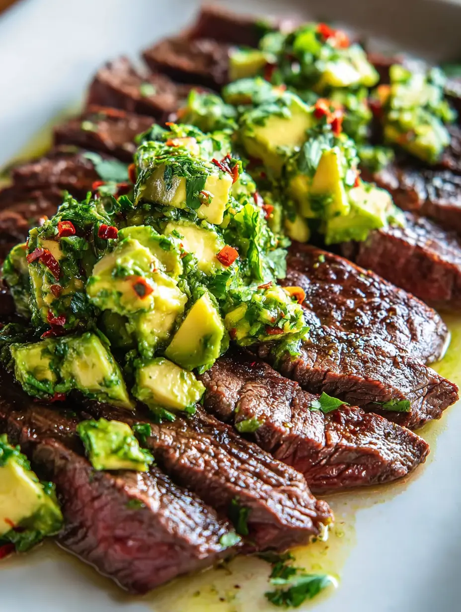 Skirt Steak with Avocado Chimichurri Recipe