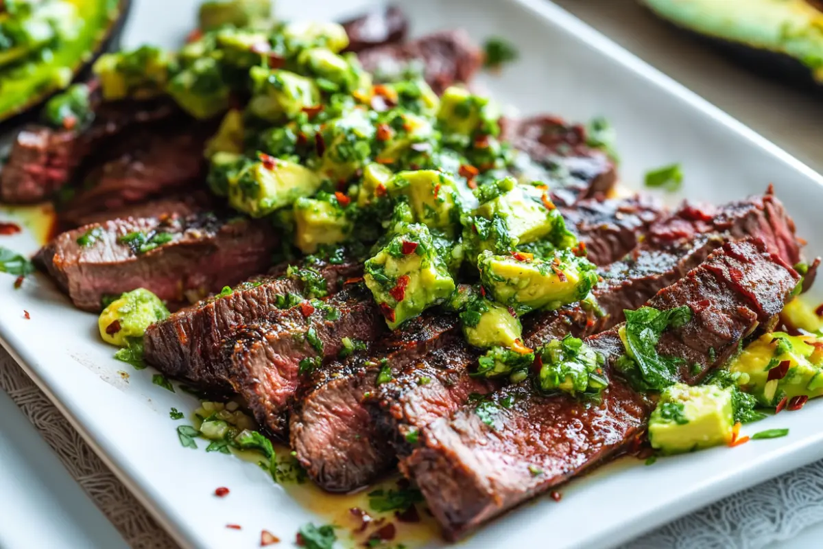 Skirt Steak with Avocado Chimichurri