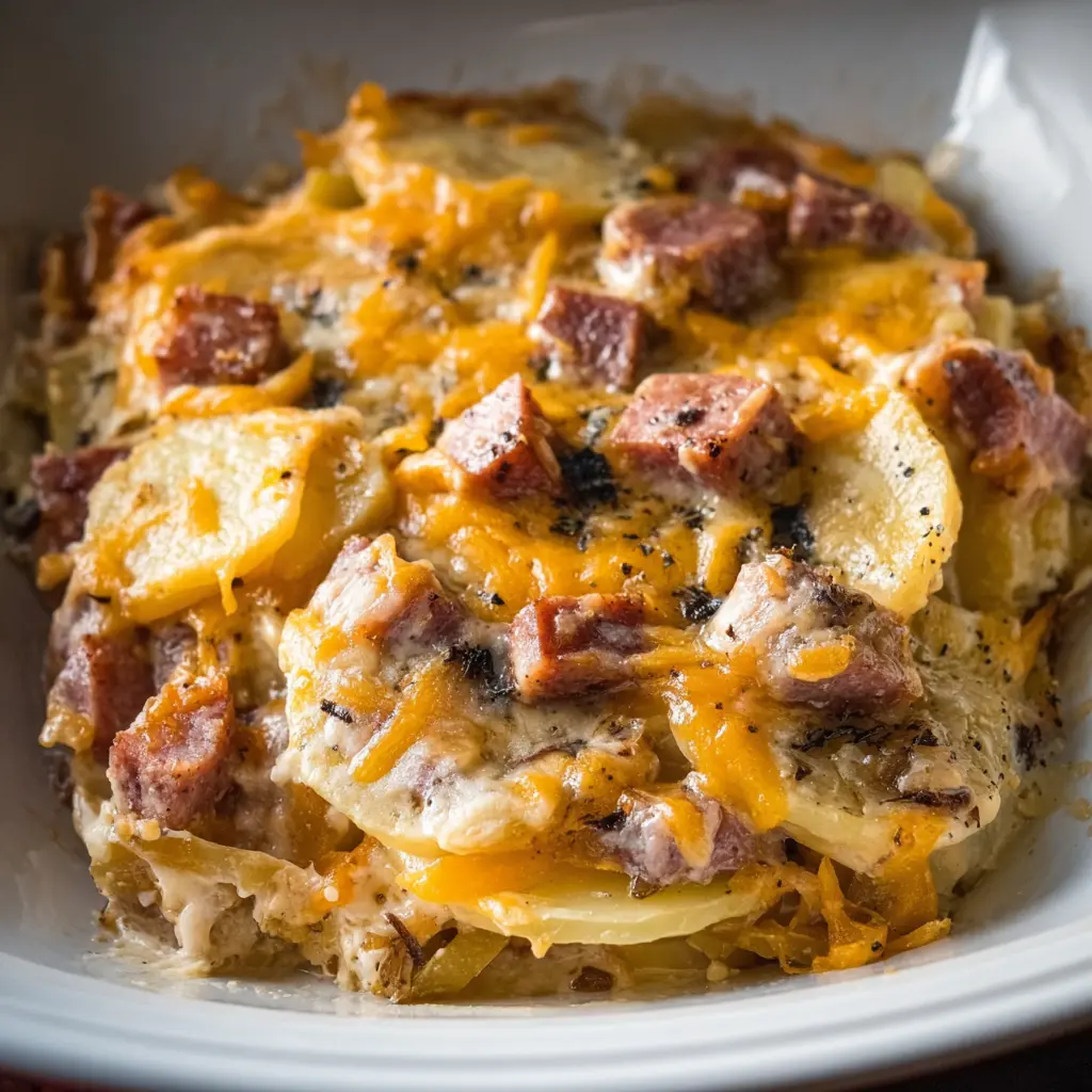 Slow Cooker Scalloped Potatoes and Kielbasa Recipe