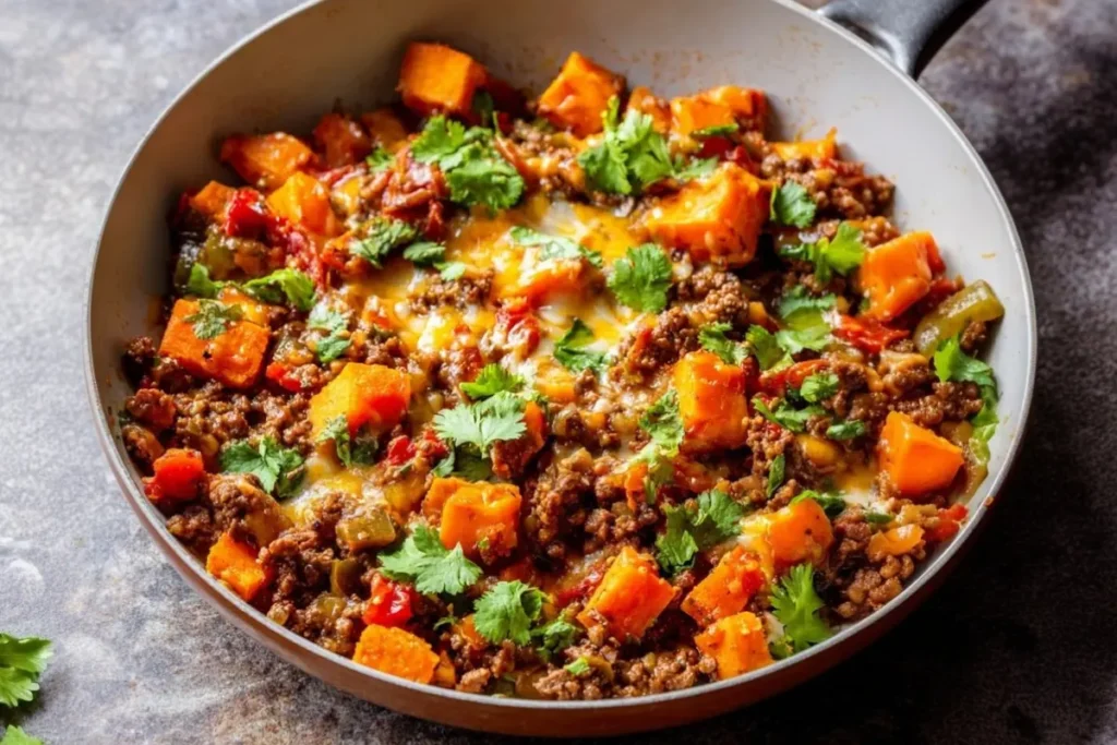Ground Beef and Sweet Potato Skillet