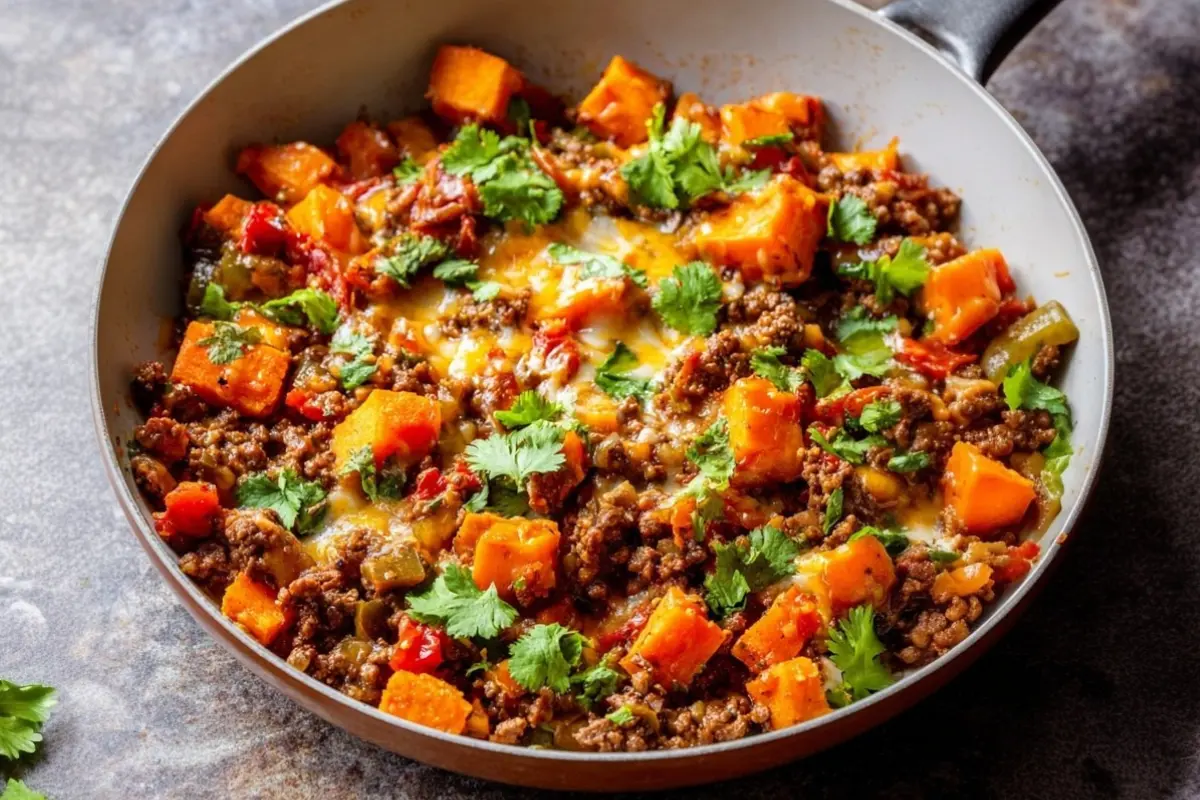 Ground Beef and Sweet Potato Skillet