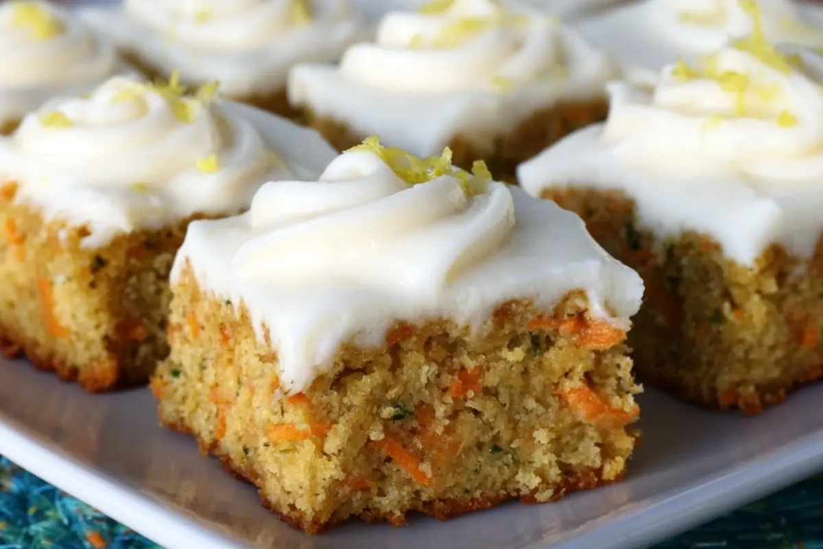 Zucchini Carrot Bars with Lemon Cream Cheese Frosting