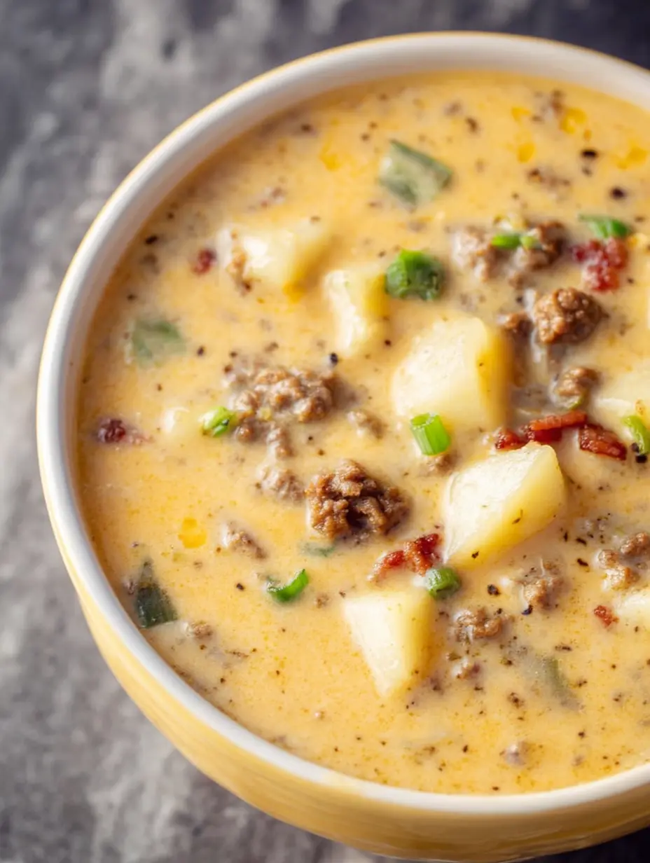 Bacon Cheeseburger Soup with Potatoes Recipe