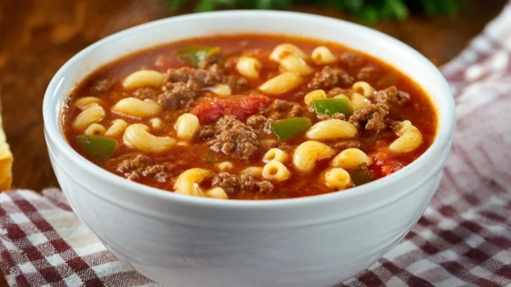 Beef and Tomato Macaroni Soup