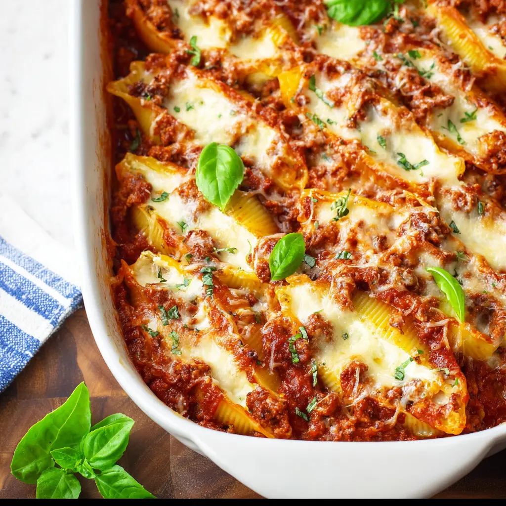 Beefy Italian Stuffed Shells Recipe