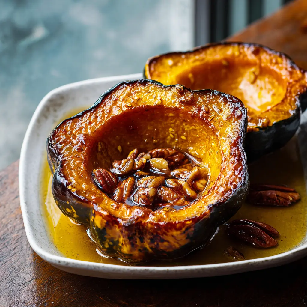 Maple Pecan Roasted Acorn Squash Recipe