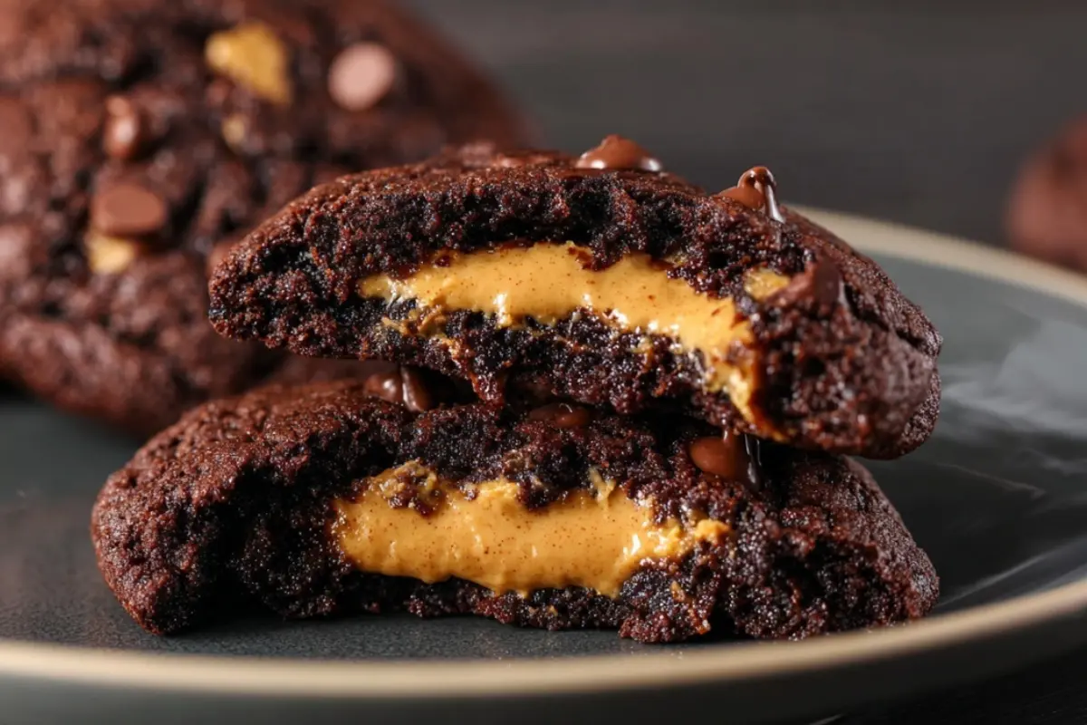 PEANUT BUTTER CHOCOLATE STUFFED COOKIES