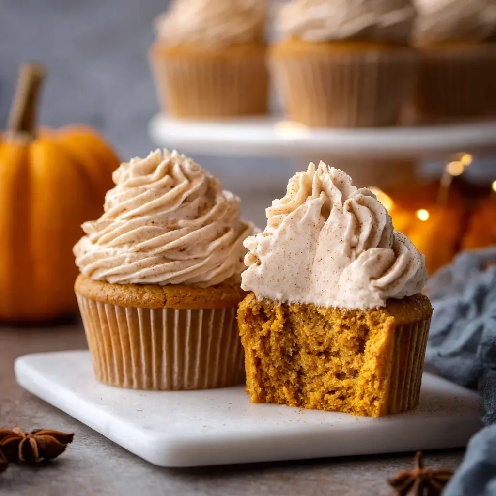 Pumpkin Cupcakes Recipe with Cream Cheese Frosting