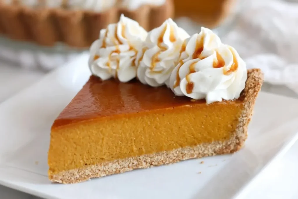 Pumpkin Pie with Honey and Caramel Whip Cream Topping