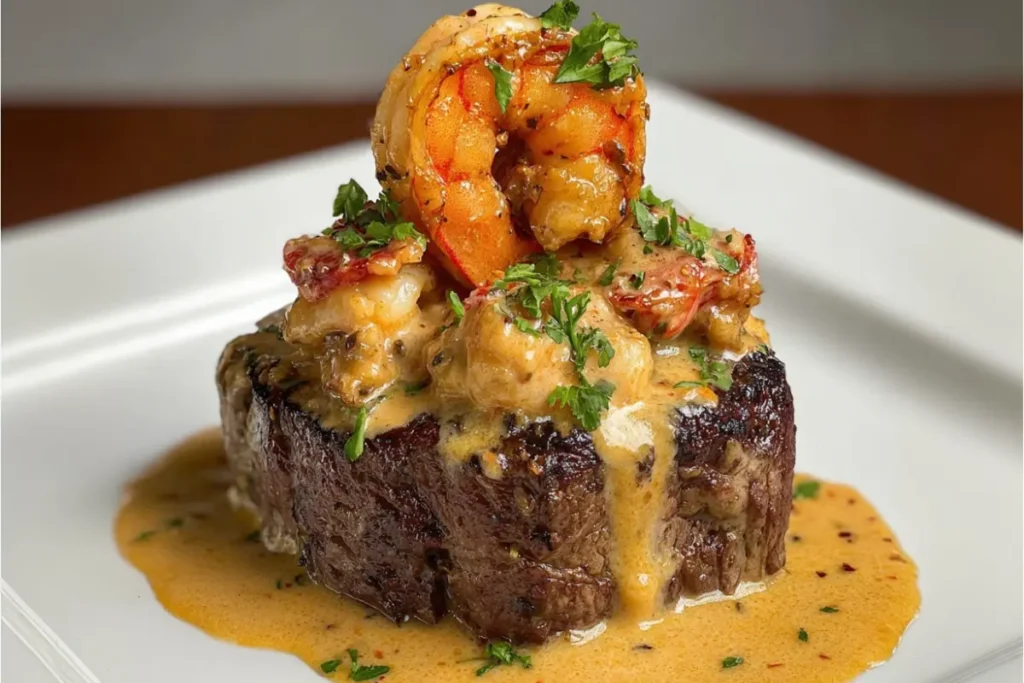 Steak with Shrimp & Lobster Sauce