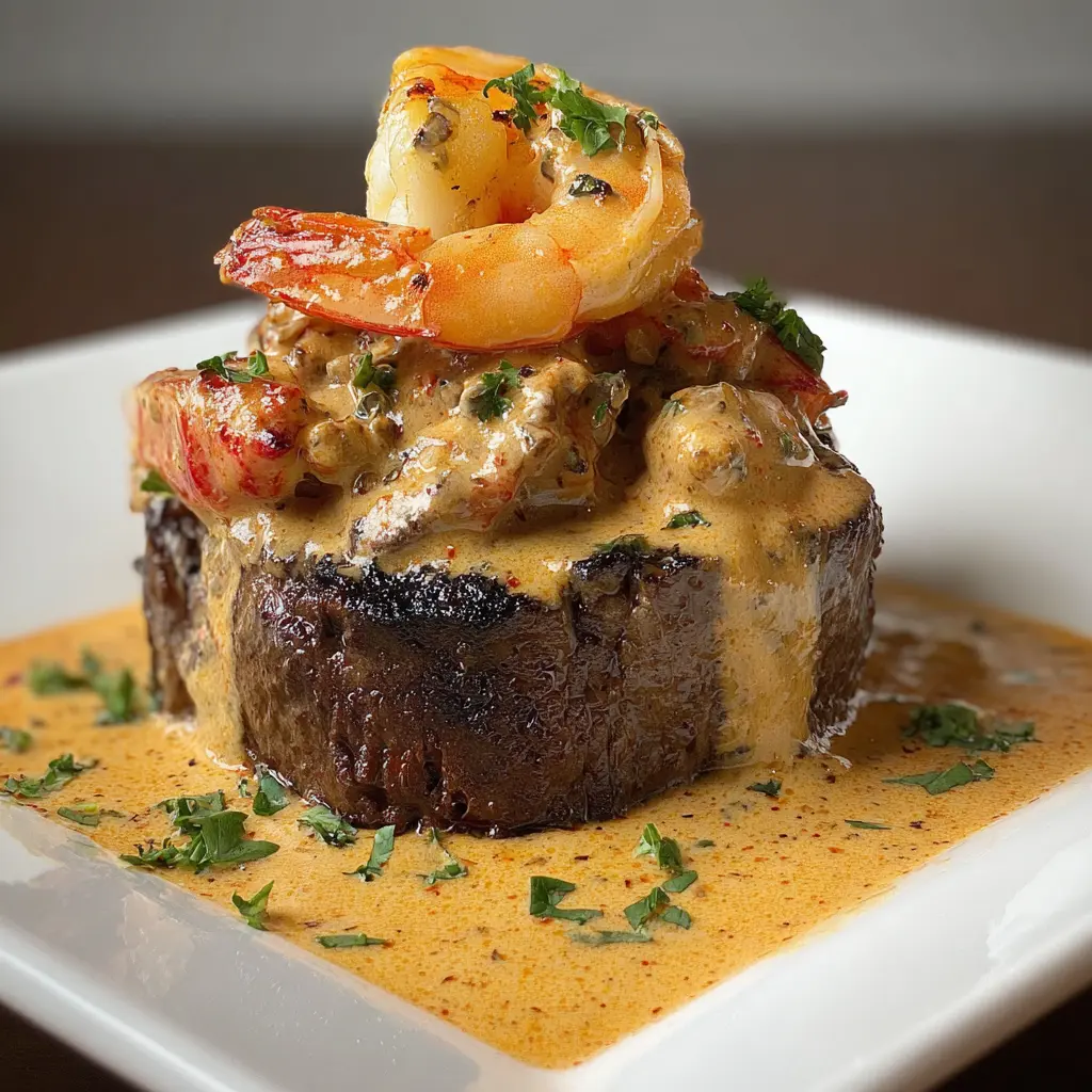 Steak with Shrimp & Lobster Sauce Recipe