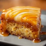 UPSIDE DOWN PEAR CAKE WITH BOURBON CARAMEL SAUCE