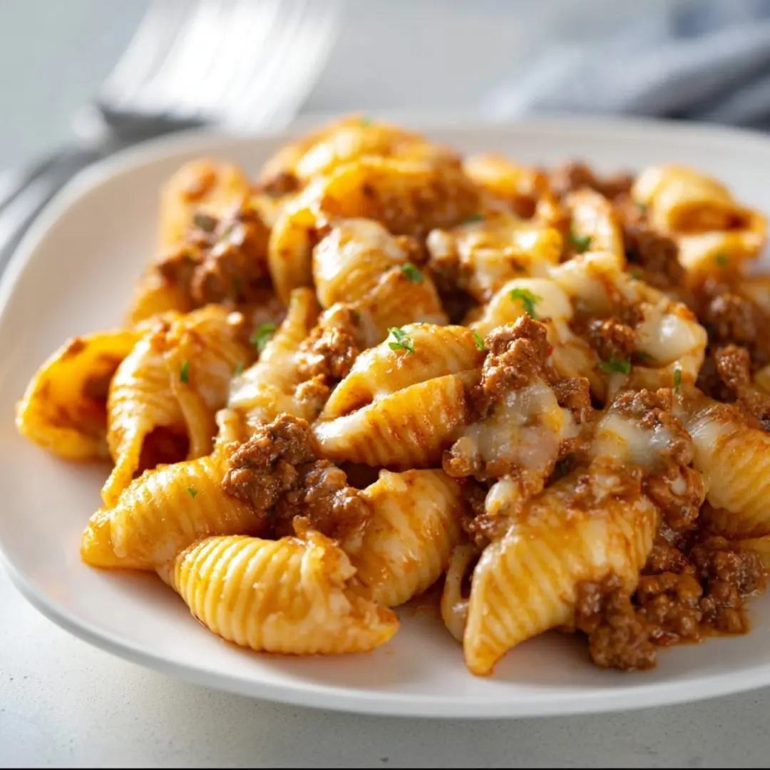 Cheesy Beef and Shells Casserole Recipe