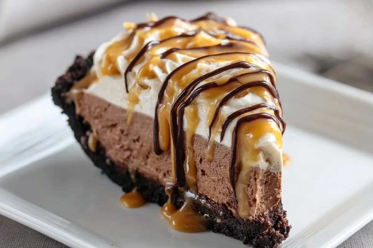 Chocolate Peanut Butter Caramel Mousse Pie